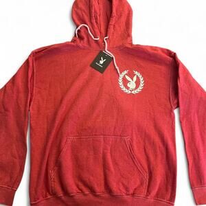 Red Playboy Hoodie with white logo Hoodie Size Large Brand New